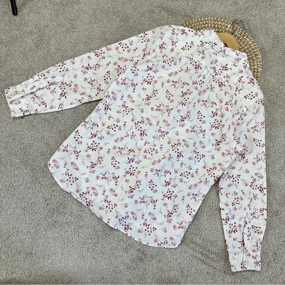 Garnet Hill Essential Organic-Cotton Button Down Shirt Longsleeve Floral Size 12 - Picture 7 of 11